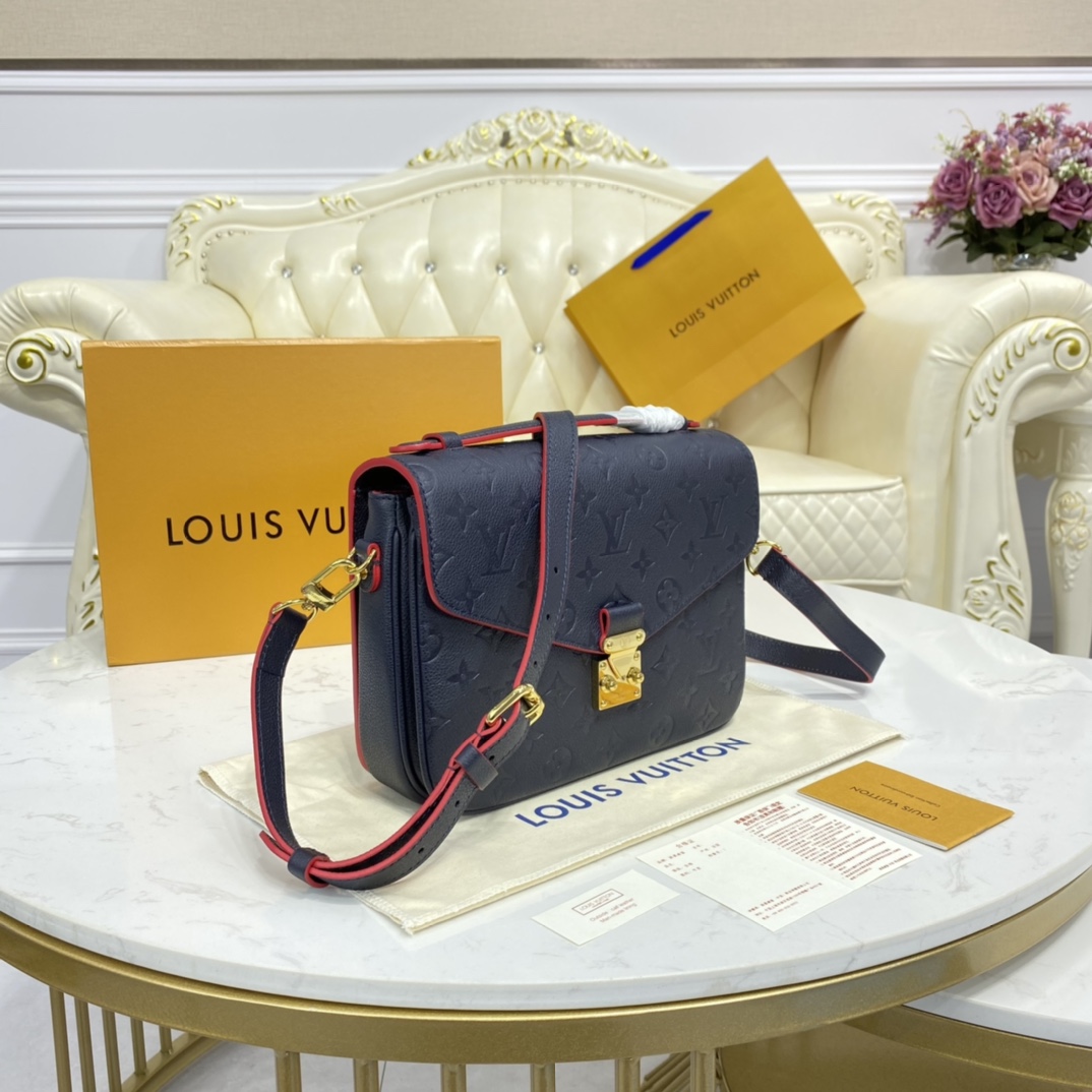 Louis Vuitton POCHETTE METIS Handbag Monogram Empreinte M44071 Navy Blue/Red